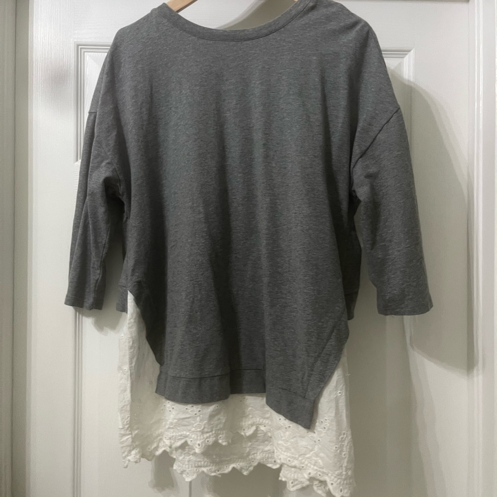 Matilda Jane gray overlay shirt with white shirt